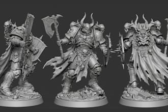 sculpt 3d miniature model, warhammer 40k dnd 3d figurine for 3d printing blender