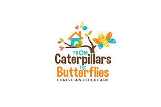 design butterfly cycle of life child care logo