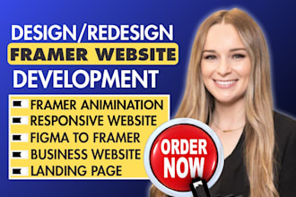build responsive framer website, framer landing page with animation, SEO ready