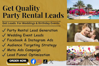 generate high quality party rental and wedding leads with meta ads marketing