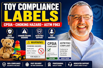create toy compliance labels, choking hazard warning and cpsia support
