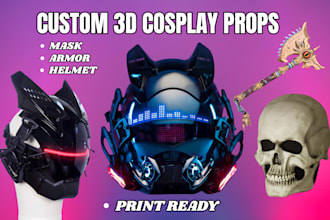 sculpt 3d cosplay mask printable helmet wearable armor and anime props in stl