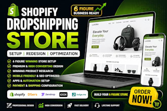 setup 6 figure shopify dropshipping store redesign shopify ecommerce website