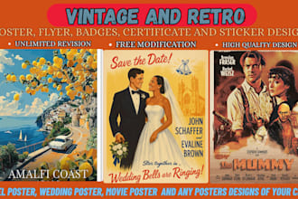 create classic vintage retro  poster design for brands and events movie poster