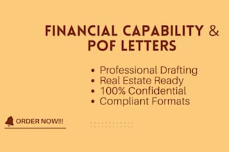 write proof of funds letter and financial capability letter