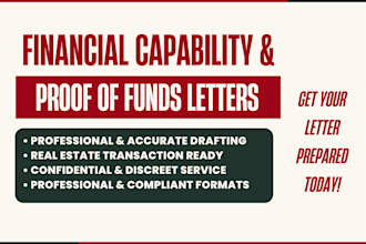 provide proof of funds letter, financial capability letter, cpa sign, cpa letter