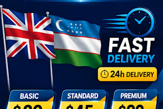 translate english to uzbek and russian in 24 hours
