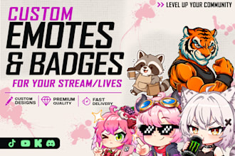 design professional emotes, badges and stickers for streamers and brands