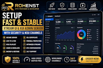 setup fast and stable xtream ui and xui admin server with security, m3u channel