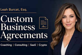 draft a custom coaching, consulting, crypto, or saas agreement as a US attorney
