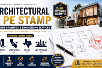 provide architectural and pe stamp drawings for california texas and new york