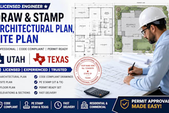 draw and stamp architectural plan, site plan, utah, texas as a licensed engineer