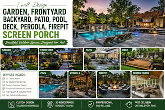 design garden frontyard backyard patio pool deck pergola firepit screen porch