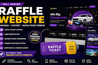 design raffle wordpress website, giveaway website, competition raffle ticket web