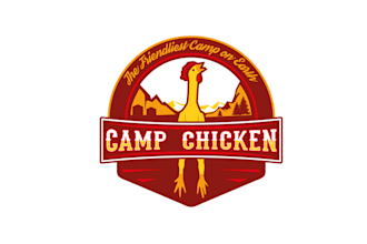design classic camp chicken summer camp logo