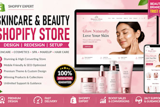 build skincare shopify store beauty website cosmetics spa makeup store