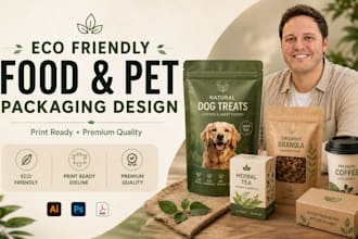 create eco pet food pouch packaging design with print ready dieline