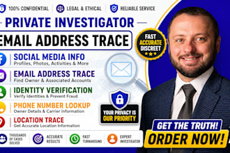 do email trace social media investigation location trace as private investigator