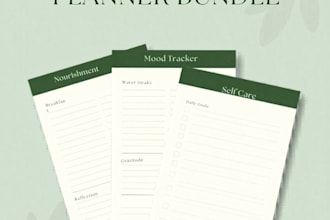 design a minimalist self care wellness planner bundle