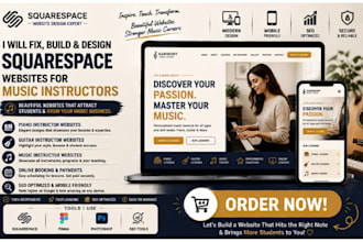 fix build squarespace music instructor website piano guitar instructor website