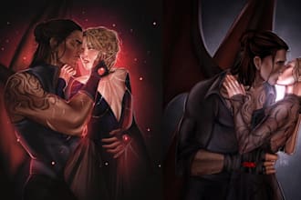 draw nsfw dark romance spicy book cover couple illustration nsfw character art