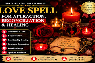 cast a powerful custom love spell for attraction, healing, reconciliation spell