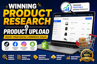 product research and product upload for social commerce stores
