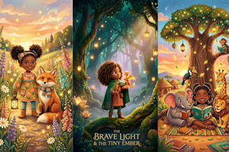 design children story book illustration, childrens book illustration, storyboard