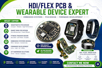 ultra miniaturized hdi flex pcb, smartwatch, fitness tracker, smart ring esp32