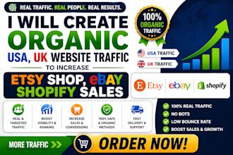 create organic USA,UK website traffic to increase etsy shop, ebay shopify sales