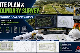create site plan, boundary survey, subdivision plot plan in autocad