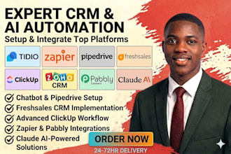setup tidio zapier pipedrive freshsales clickup zoho pabbly ai automation claude
