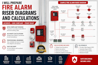 prepare fire alarm riser diagrams and calculations