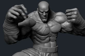 make 3d printable stl comic character for resin printing and ue5, action figure