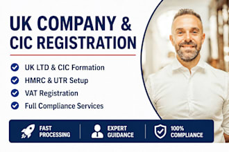register your UK cic with full hmrc and companies house setup