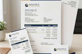 provide professional letterhead, price list, rate list, or invoice design