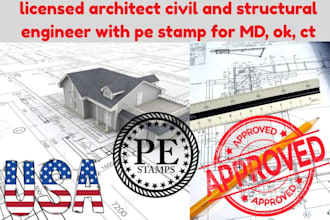 do licensed architect civil and structural engineer with pe stamp for md, ok, ct