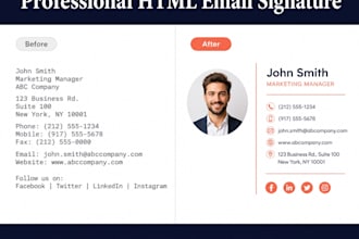 clickable HTML email signature design gmail outlook apple mail editable HTML