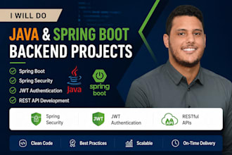 do java, spring boot backend projects with spring security and jwt, rest api
