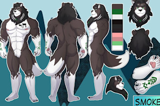 draw  furry art fursona reference sheet anthro nsfw furry art,furry oc character