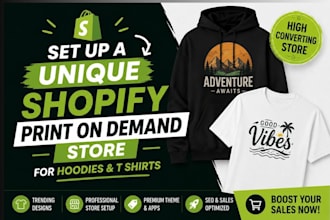 set up shopify print on demand store for hoodies and t shirts with printiful