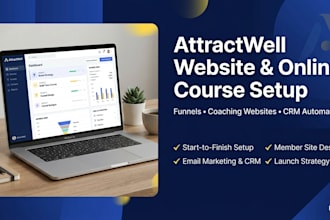 build attractwell website, funnels, online course and CRM automation