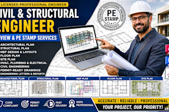 civil and structural engineer stamp letter, engineer stamp report, stamped plan