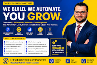 setup course creator 360 gohighlevel online course kajabi landing page ghl cc360