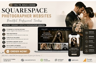 fix build squarespace protrait photographer website wedding photographer website