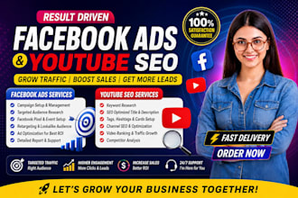 manage facebook ads campaign and youtube seo