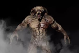 lookdev 3d fantasy character,horror monster creature,cinematic render,vfx,gltf