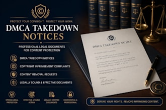 prepare dmca takedown notices copyright infringement complaints and legal dcmt