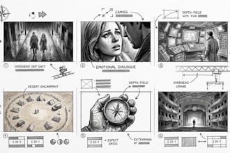 create cinematic storyboard illustrations for films and movies