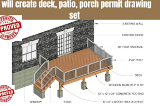 create deck, patio, porch permit drawing set
